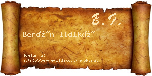 Berán Ildikó névjegykártya